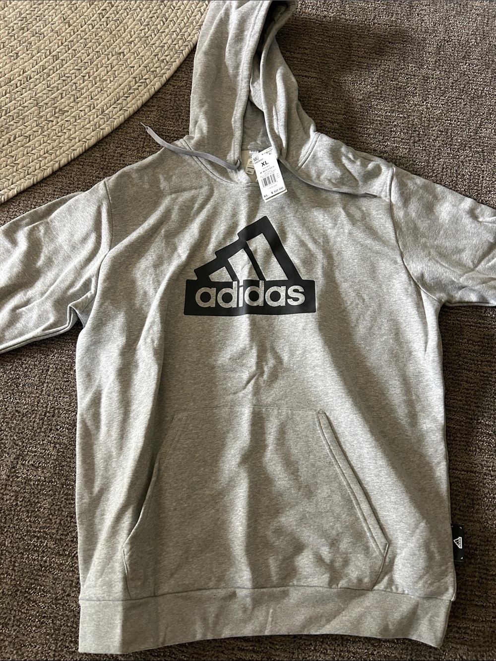 adidas Men's Gray Hoodie with Black Logo